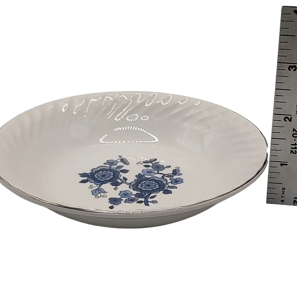 Vintage Enoch Wedgwood‎ Berry Bowl Ironstone Royal Blue Silver Made In England